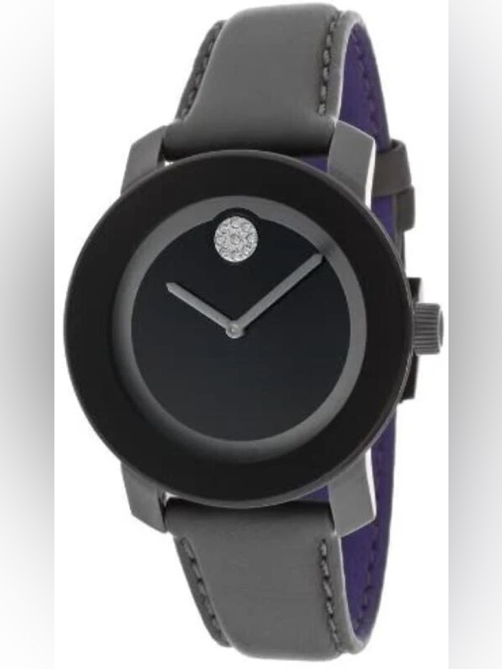 Movado Bold 3600138 Swarowski Crystal Dot Grey Leather Strap Ladies Watch